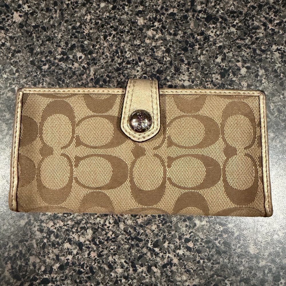Coach Tan Signature Canvas Continental Wallet